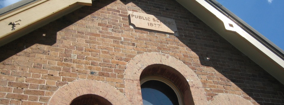 The original building of North Ryde Public School was constructed in 1877. Its date is on a plaque attached above the windows.