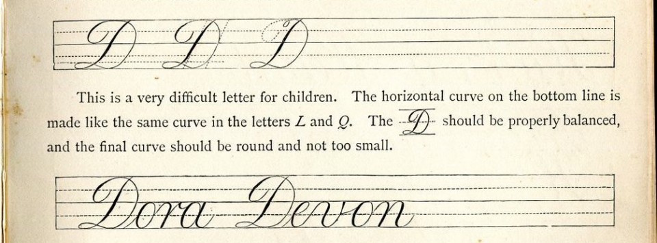 Excerpt from a manual of handwriting. Explains to teachers how to teach handwriting.